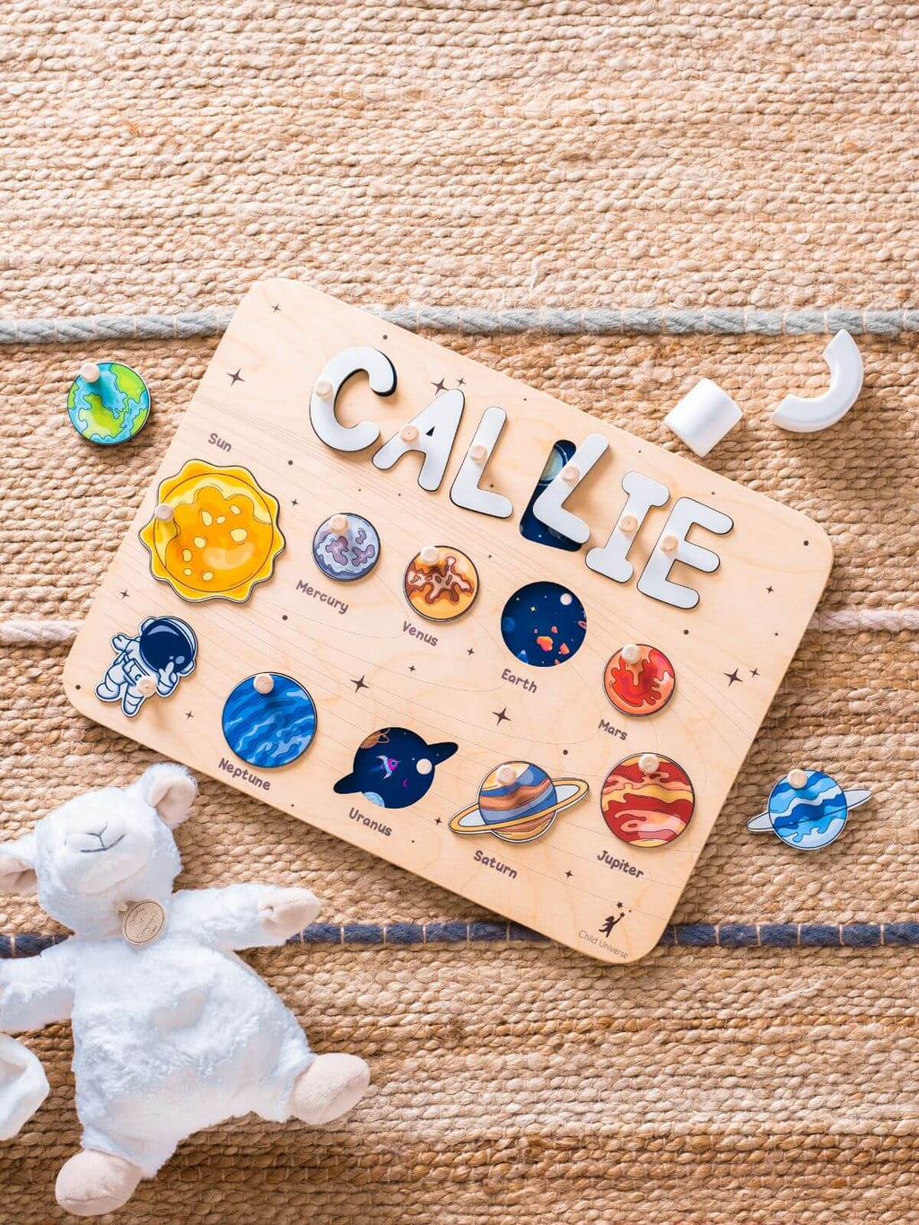 Personalized Solar System Name Puzzle Wall Art, Wooden Kids Decor