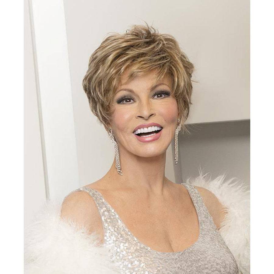 Professional and elegant Sparkle Elite wig shown in blonde and brown shades.