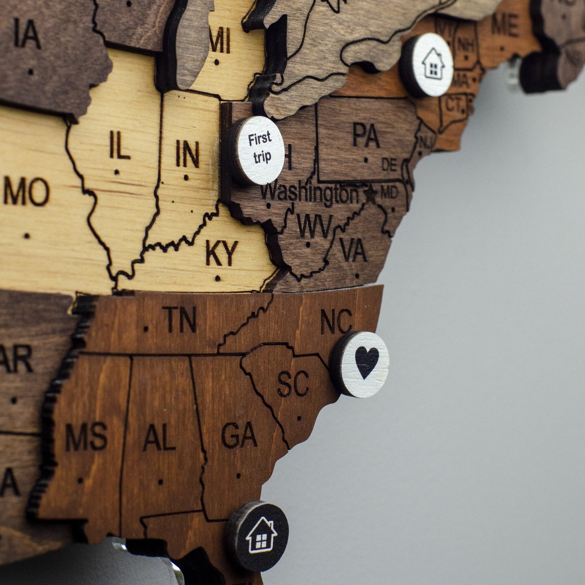 Special Event Marks for Wooden World Maps Minimalist Decor