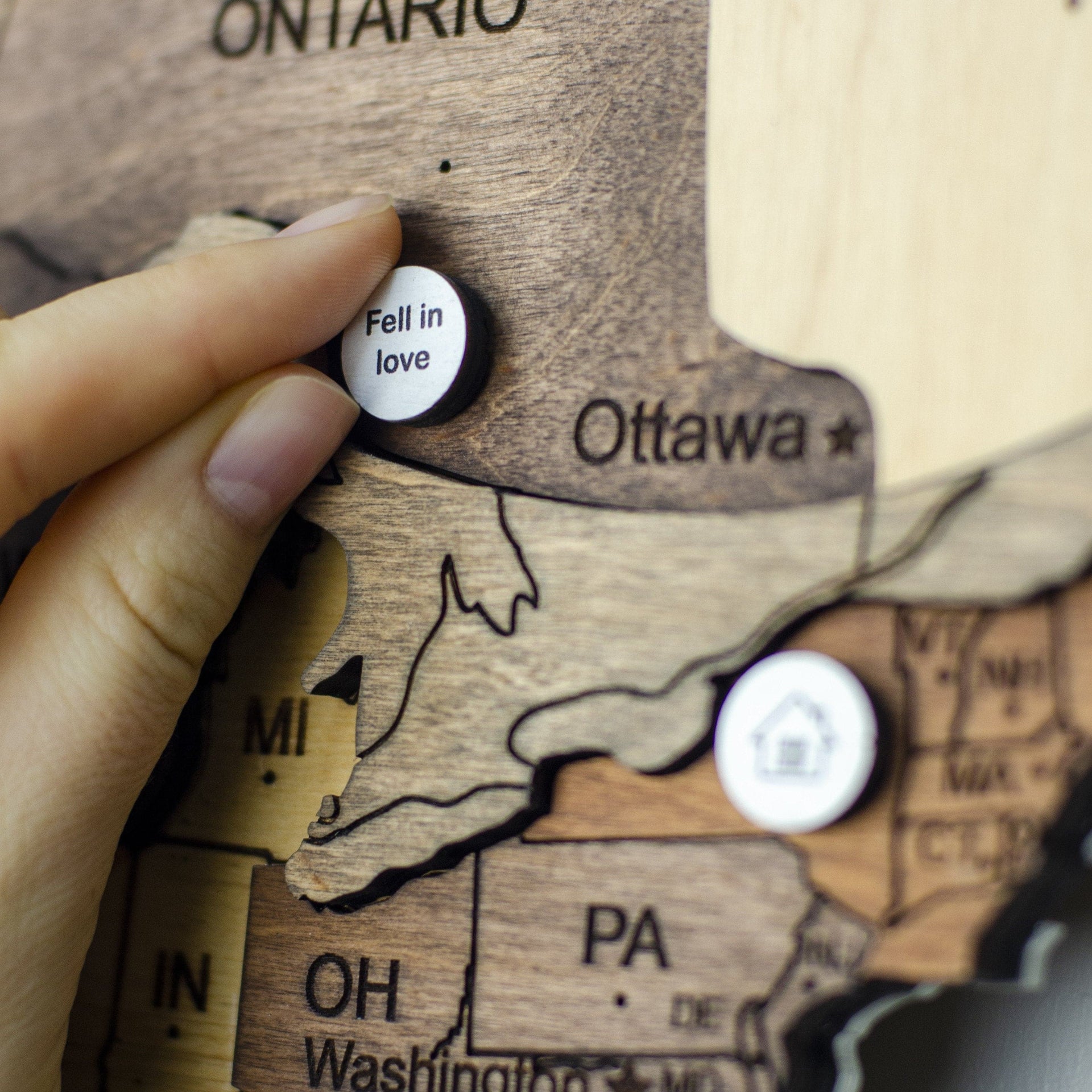 Special Event Marks for Wooden World Maps Minimalist Decor