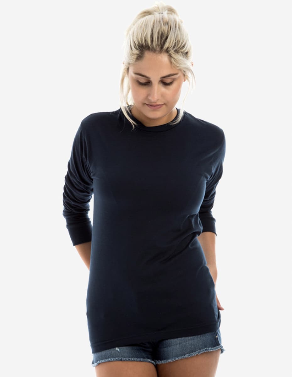 Unisex Long Sleeve Ring-Spun Cotton Crewneck T-Shirt with Cuffs - Image 8