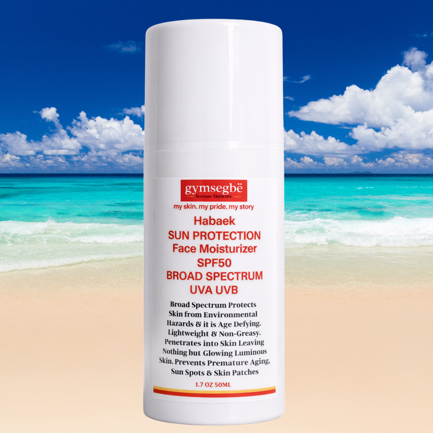 Habaek Sun Protection Face Moisturizer SPF50 with Peptides