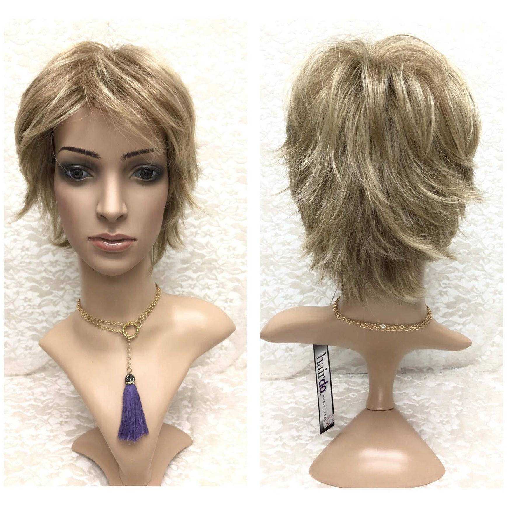 Spiky Cut Short Shag Wig with Highlighted Blonde and Dark Roots