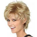Spiky Cut short shag wig in multi-tonal highlighted blonde with dark roots