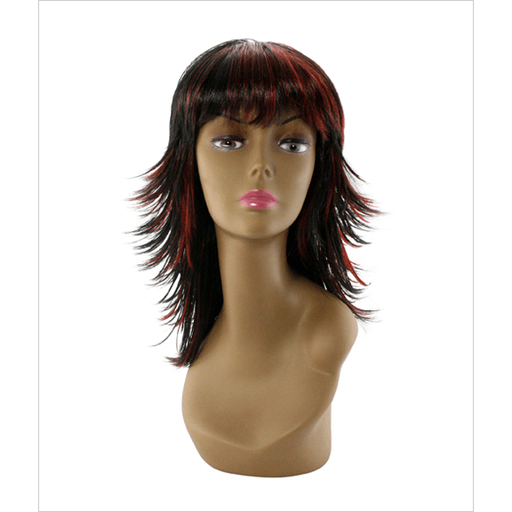 Stylish Spirit synthetic wig featuring bold black and red tones for an edgy, alternative fashion look