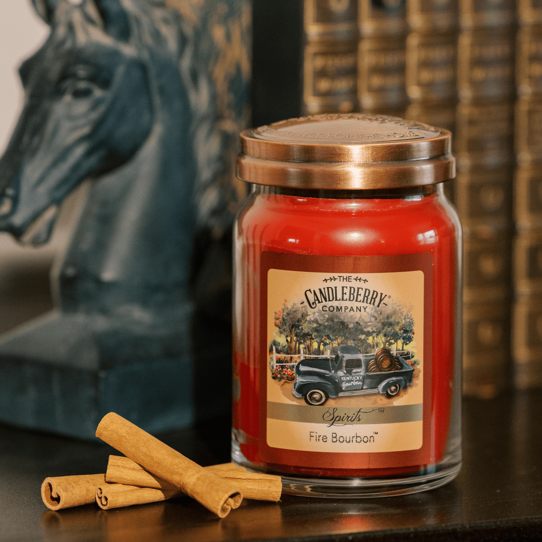 Fire Bourbon Large Jar Candle | Spiced Cinnamon Glass Candle
