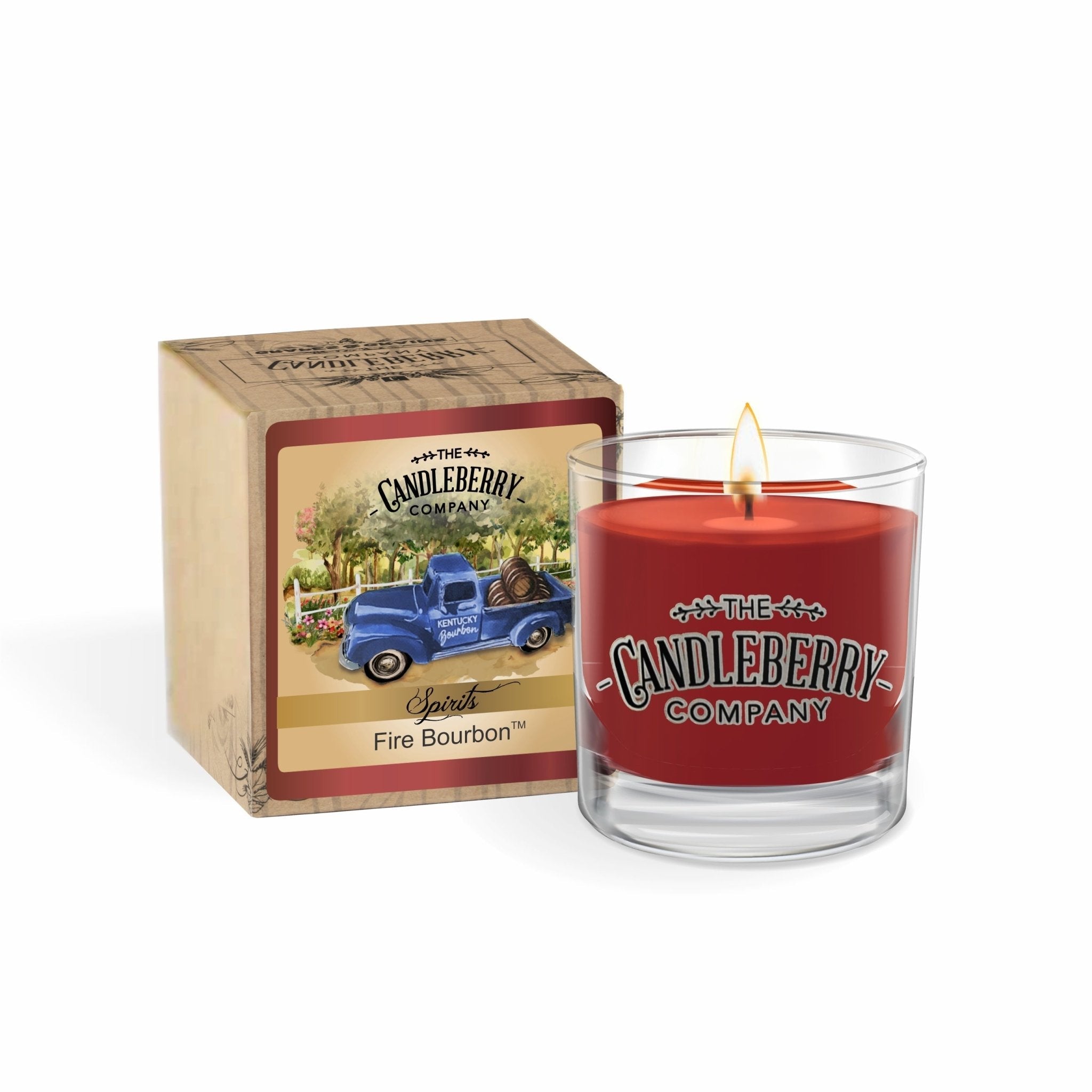 Fire Bourbon Rocks Glass Candle | Spiced Cinnamon Scent
