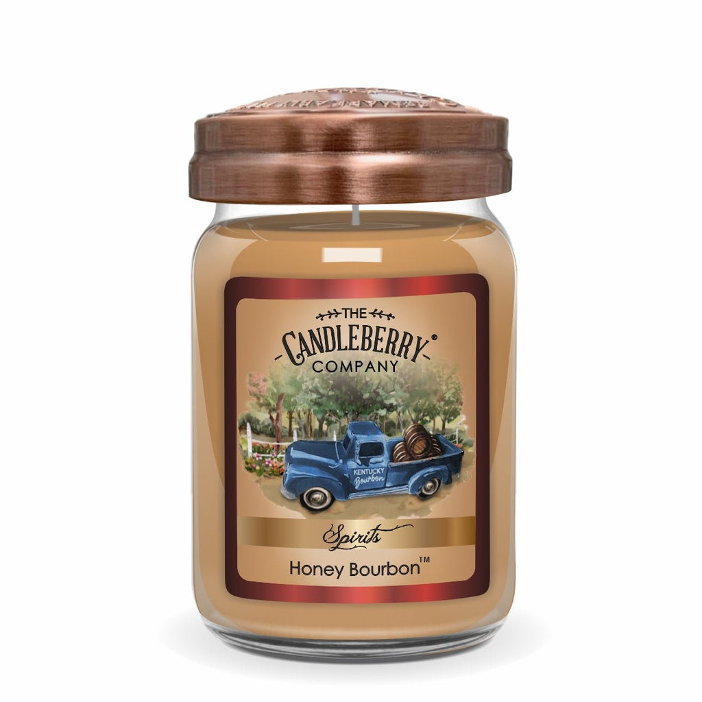 Honey Bourbon Large Jar Candle 26oz | Glass Farmhouse Scent