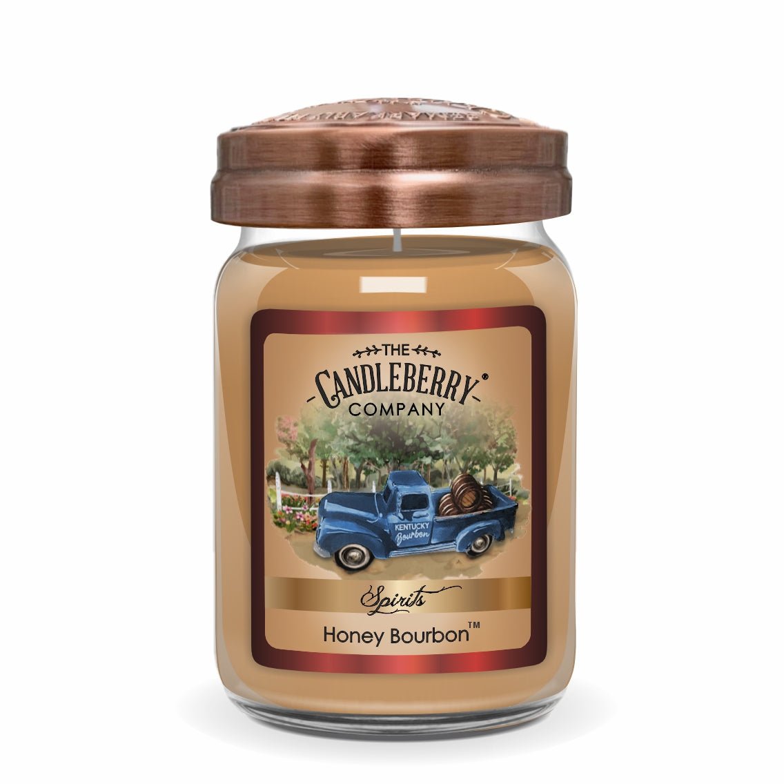 Honey Bourbon Large Jar Candle 26oz | Glass Farmhouse Scent