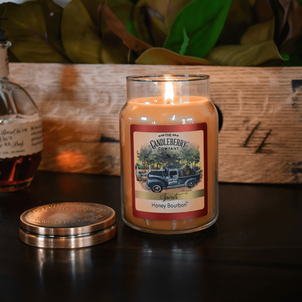 Honey Bourbon Large Jar Candle 26oz | Glass Farmhouse Scent