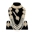 Gold-polished necklace set adorned with pearls and stones for women