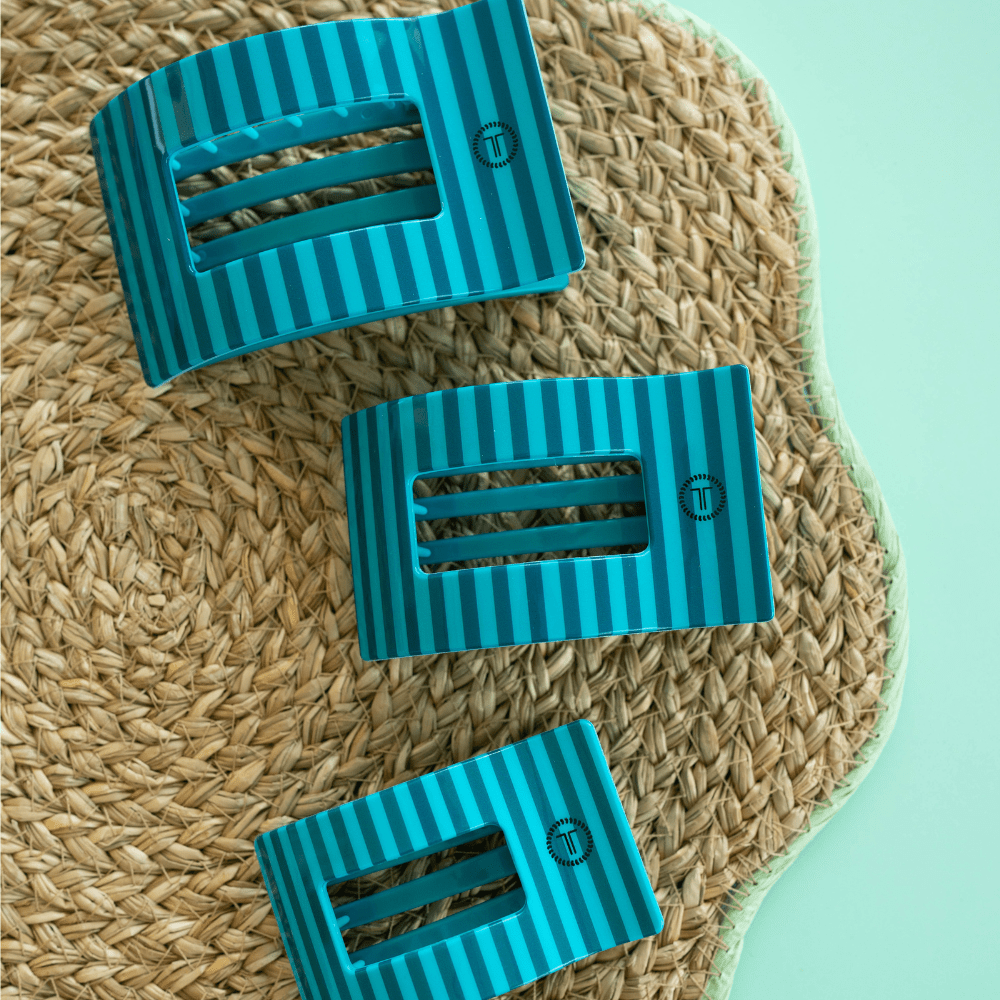 Splash Zone Large Flat Rectangle Hair Clip in Blue