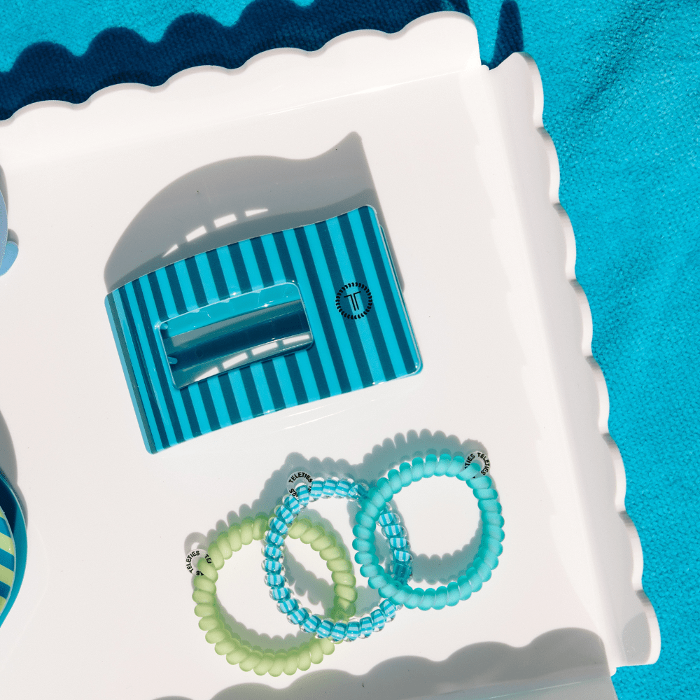 Splash Zone Small Flat Rectangle Hair Clip in Blue