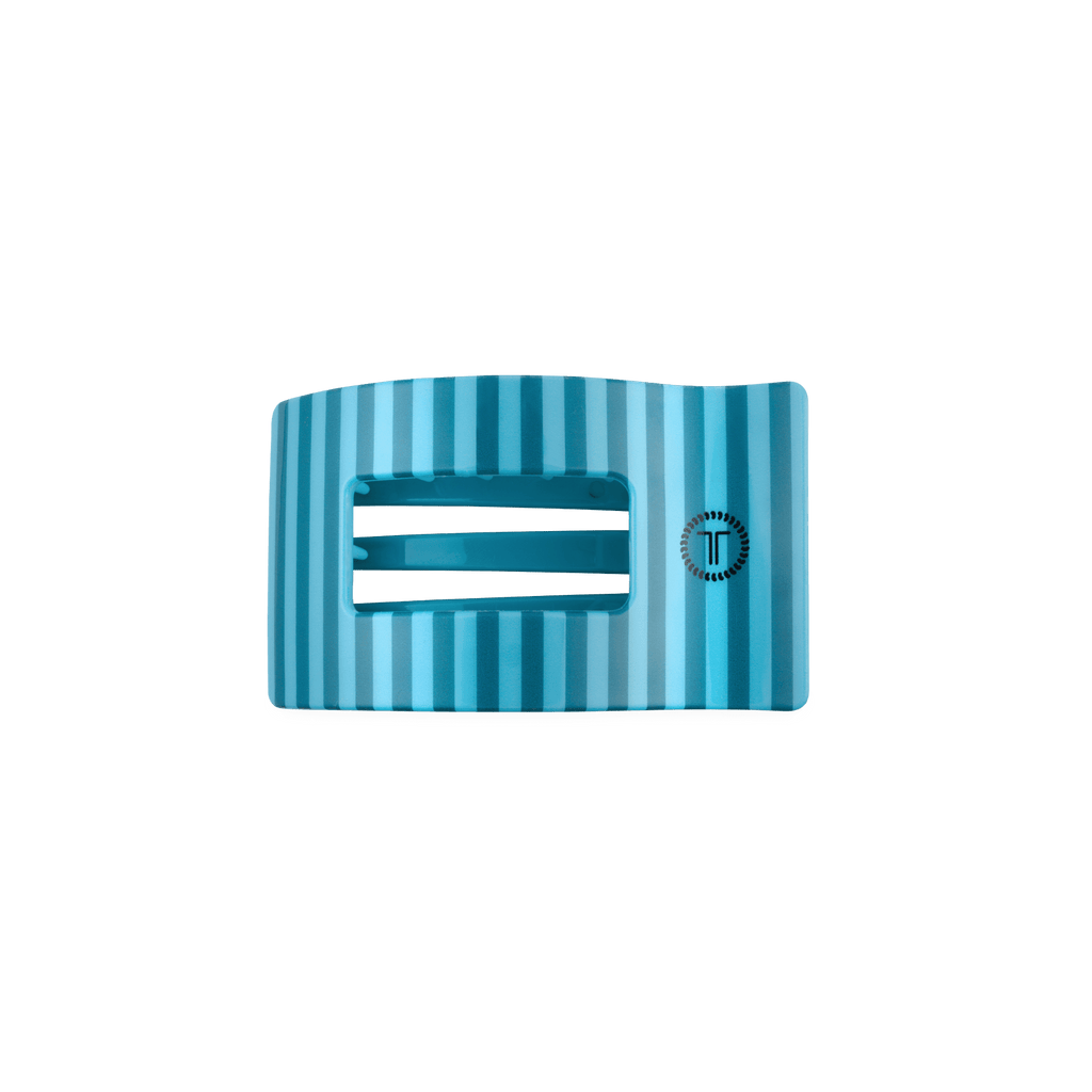 Small blue flat rectangle hair clip