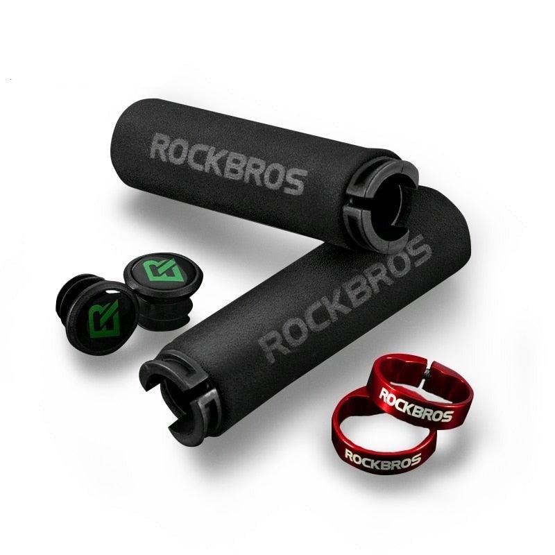 Stevvex ultralight sponge bicycle grips with aluminum lock-on system installed on a bike handlebar