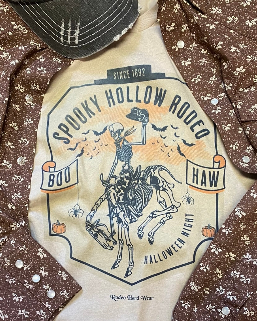 Spooky Hollow Rodeo Halloween Western Graphic Tee | Unisex Short Sleeve Tee by Rowdy Rowels | Custom Handmade in the USA