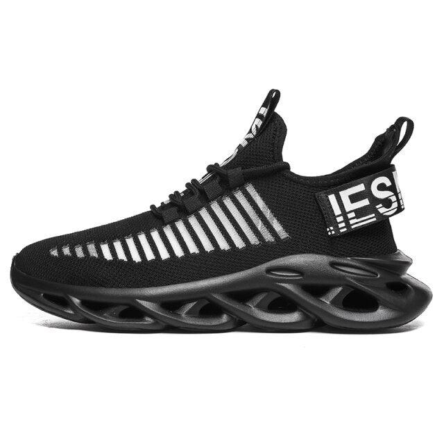 Men's Breathable Knit Blade Sneakers - Sporty Casual Running Shoes