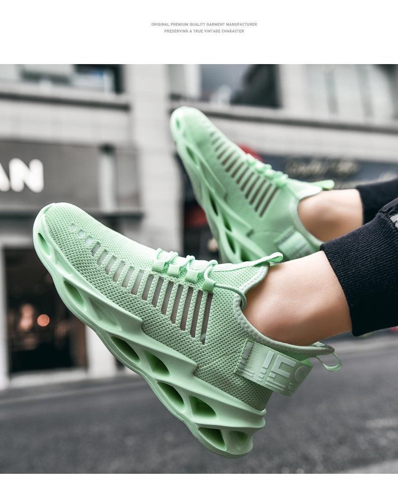 Men's Breathable Knit Blade Sneakers - Sporty Casual Running Shoes