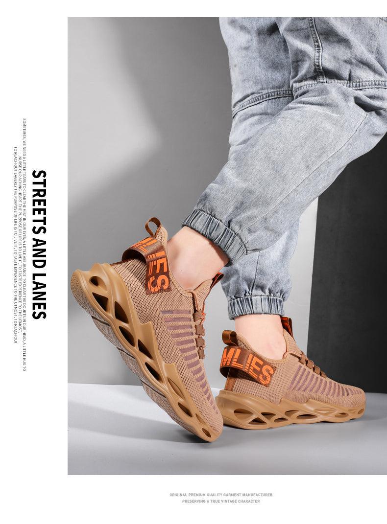 Men's Breathable Knit Blade Sneakers - Sporty Casual Running Shoes