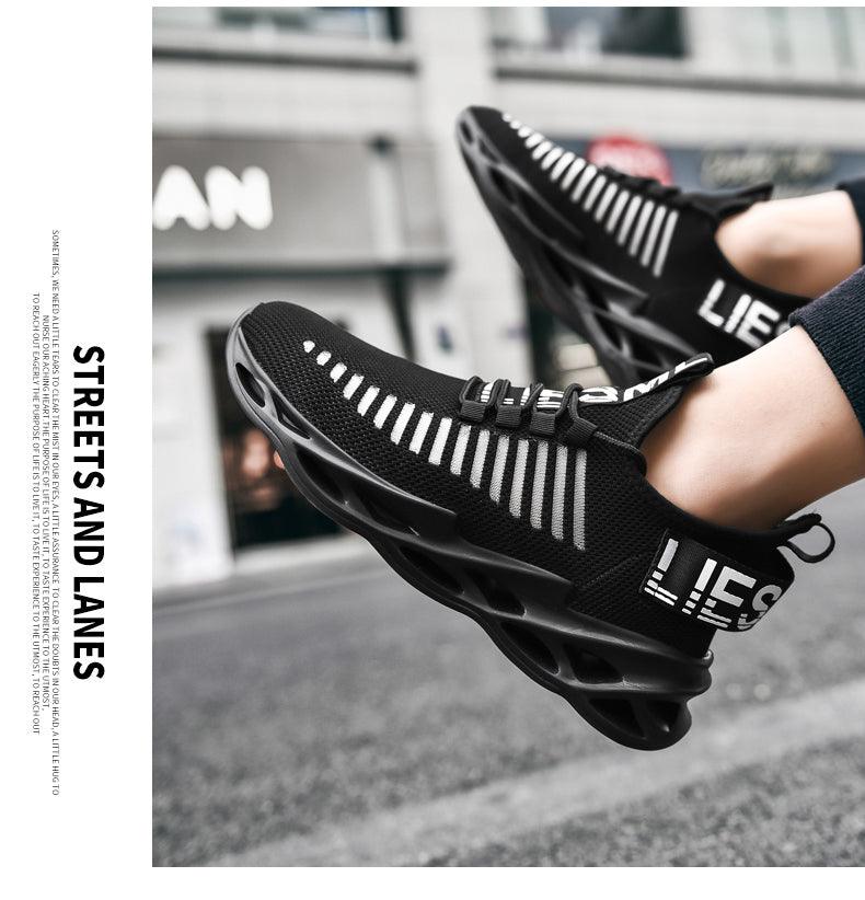 Men's Breathable Knit Blade Sneakers - Sporty Casual Running Shoes