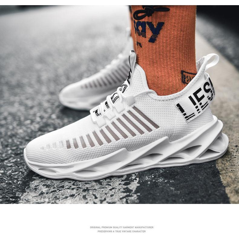 Men's Breathable Knit Blade Sneakers - Sporty Casual Running Shoes