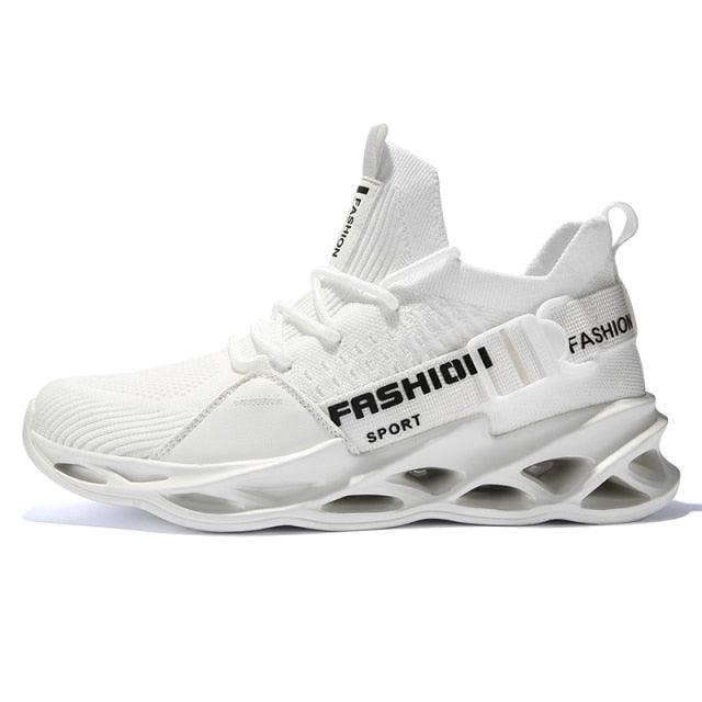 Men's Breathable Knit Blade Sneakers - Sporty Casual Running Shoes