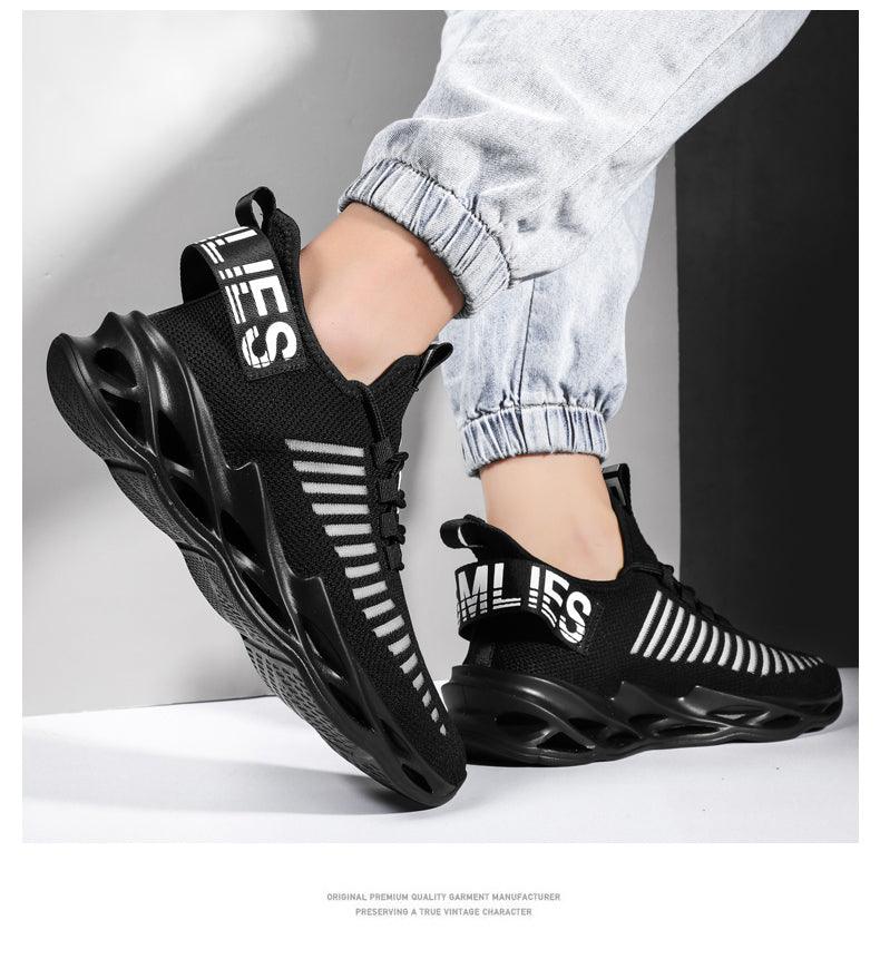 Men's Breathable Knit Blade Sneakers - Sporty Casual Running Shoes