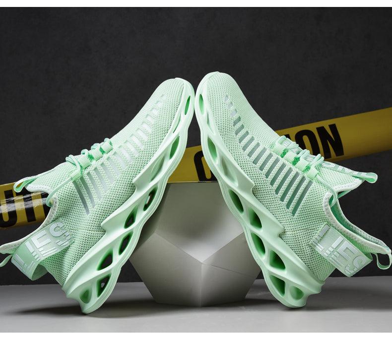Men's Breathable Knit Blade Sneakers - Sporty Casual Running Shoes
