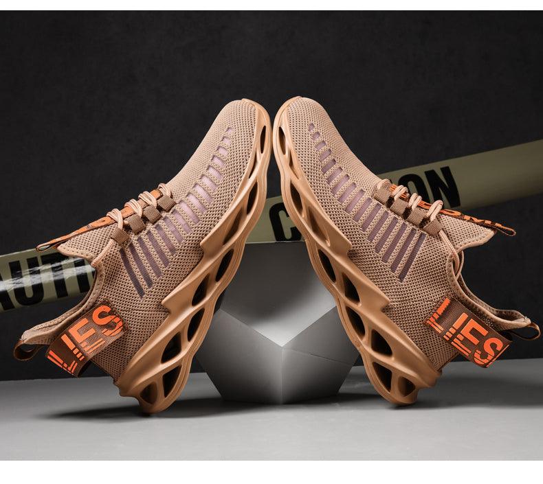 Men's Breathable Knit Blade Sneakers - Sporty Casual Running Shoes