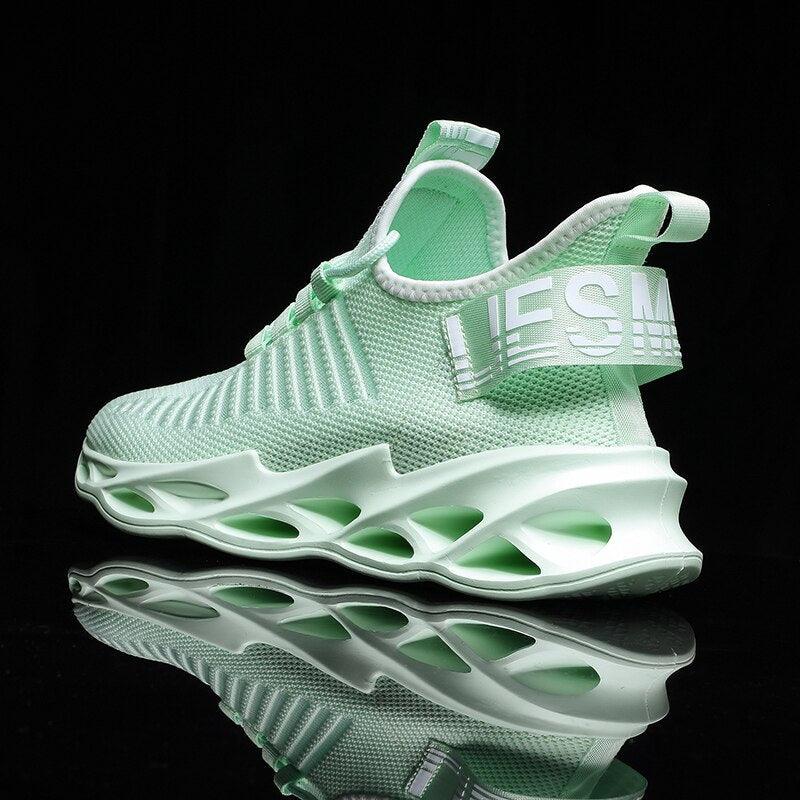 Men's Breathable Knit Blade Sneakers - Sporty Casual Running Shoes