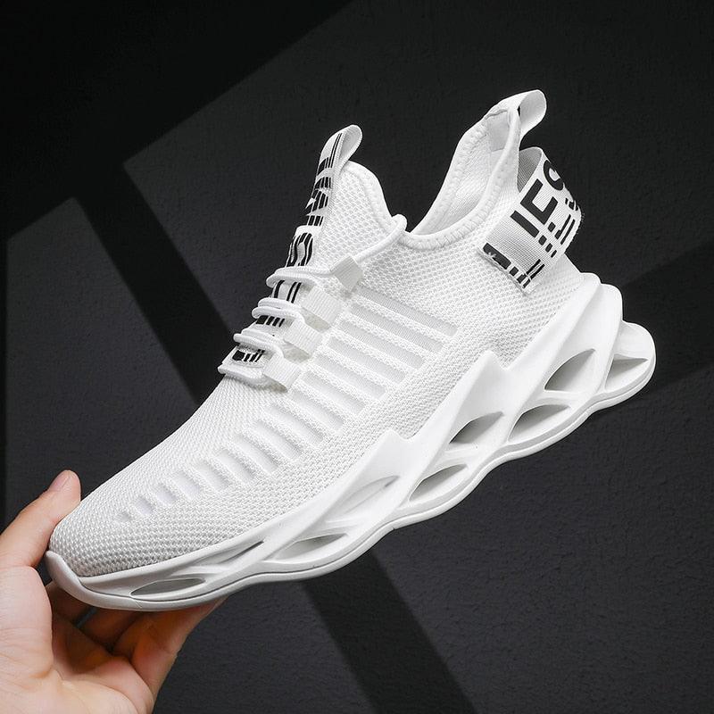 Men's Breathable Knit Blade Sneakers - Sporty Casual Running Shoes