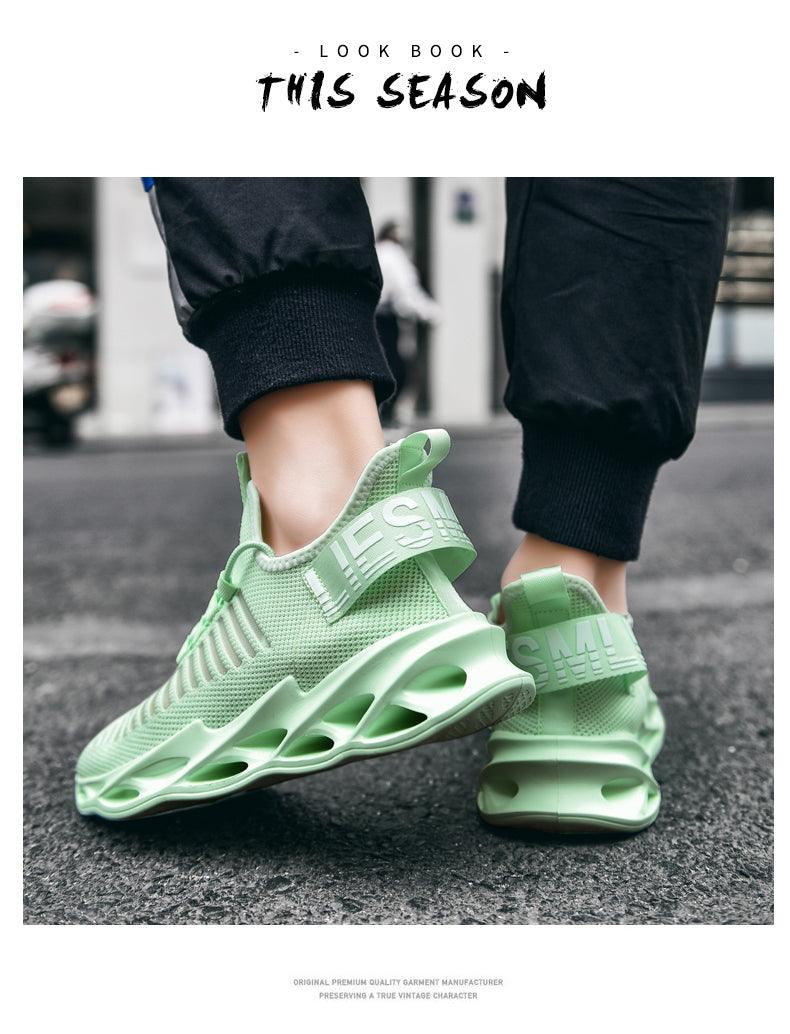 Men's Breathable Knit Blade Sneakers - Sporty Casual Running Shoes