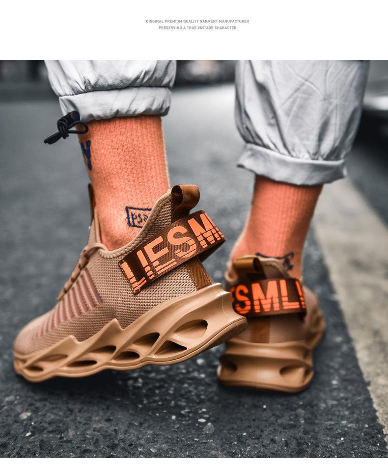 Men's Breathable Knit Blade Sneakers - Sporty Casual Running Shoes