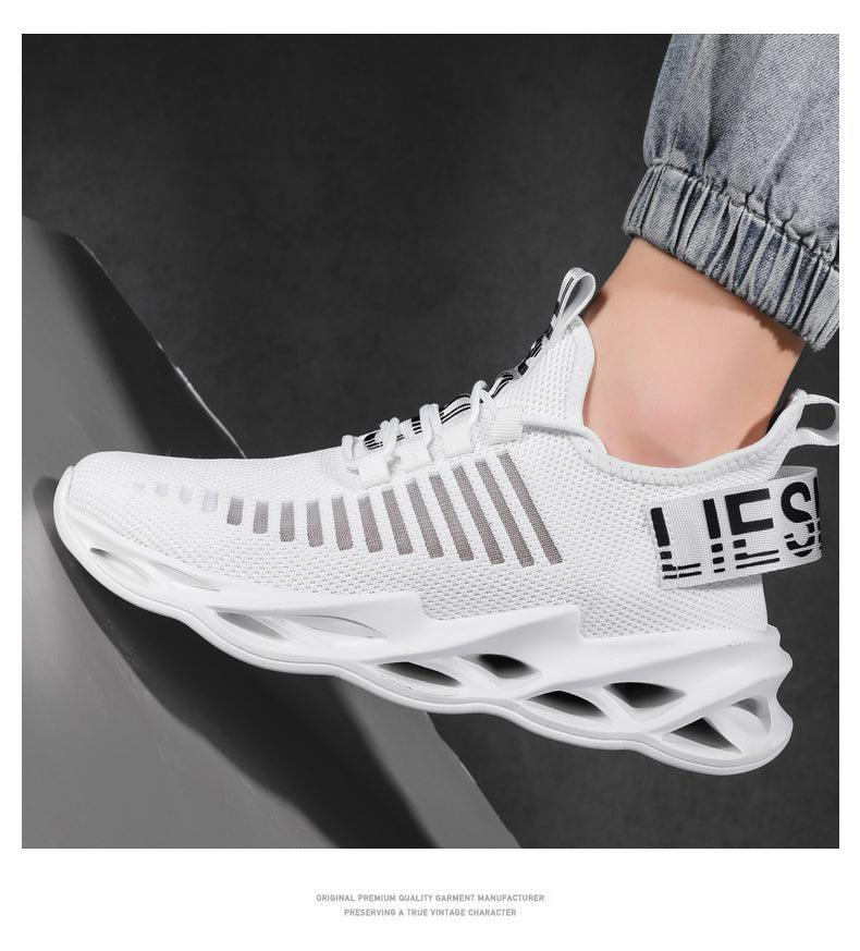 Men's Breathable Knit Blade Sneakers - Sporty Casual Running Shoes