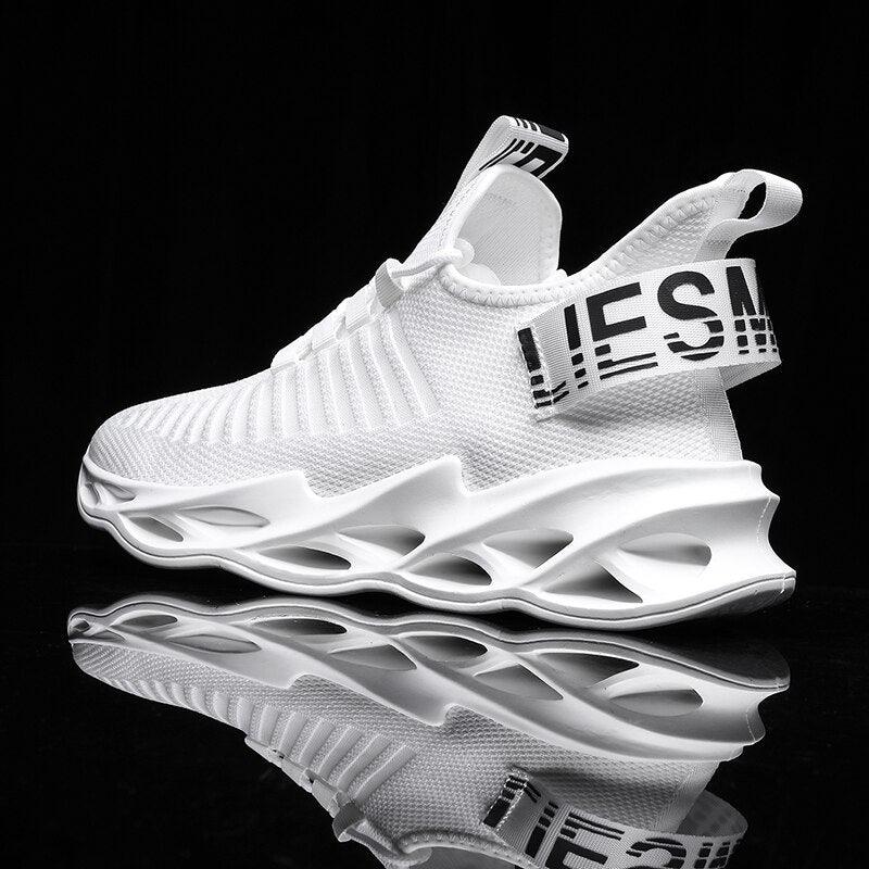Men's Breathable Knit Blade Sneakers - Sporty Casual Running Shoes