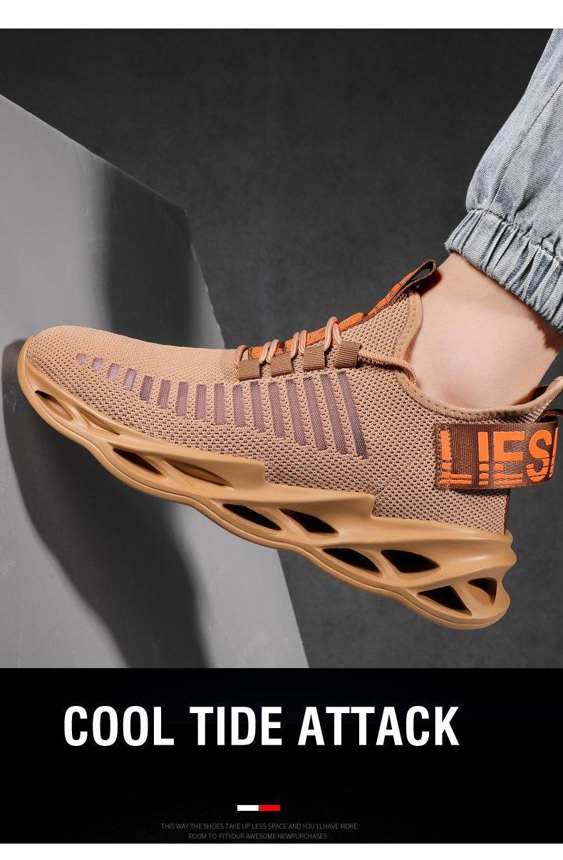 Men's Breathable Knit Blade Sneakers - Sporty Casual Running Shoes