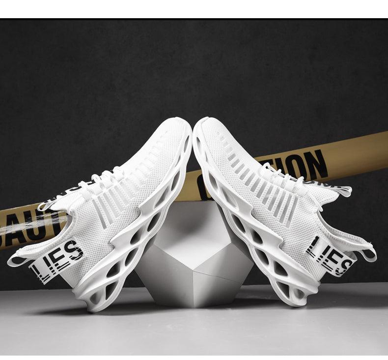 Men's Breathable Knit Blade Sneakers - Sporty Casual Running Shoes