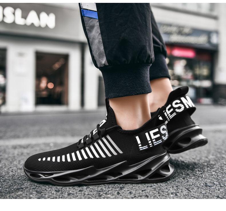 Men's Breathable Knit Blade Sneakers - Sporty Casual Running Shoes