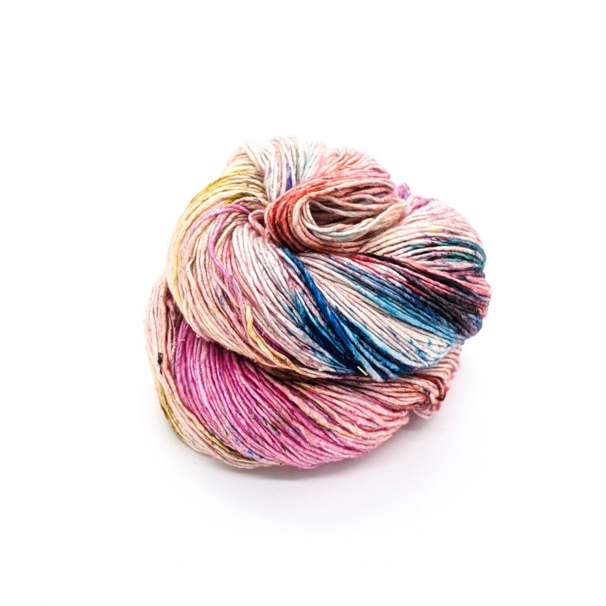Sport Weight Recycled Silk Yarn in Pink Orange and Cream