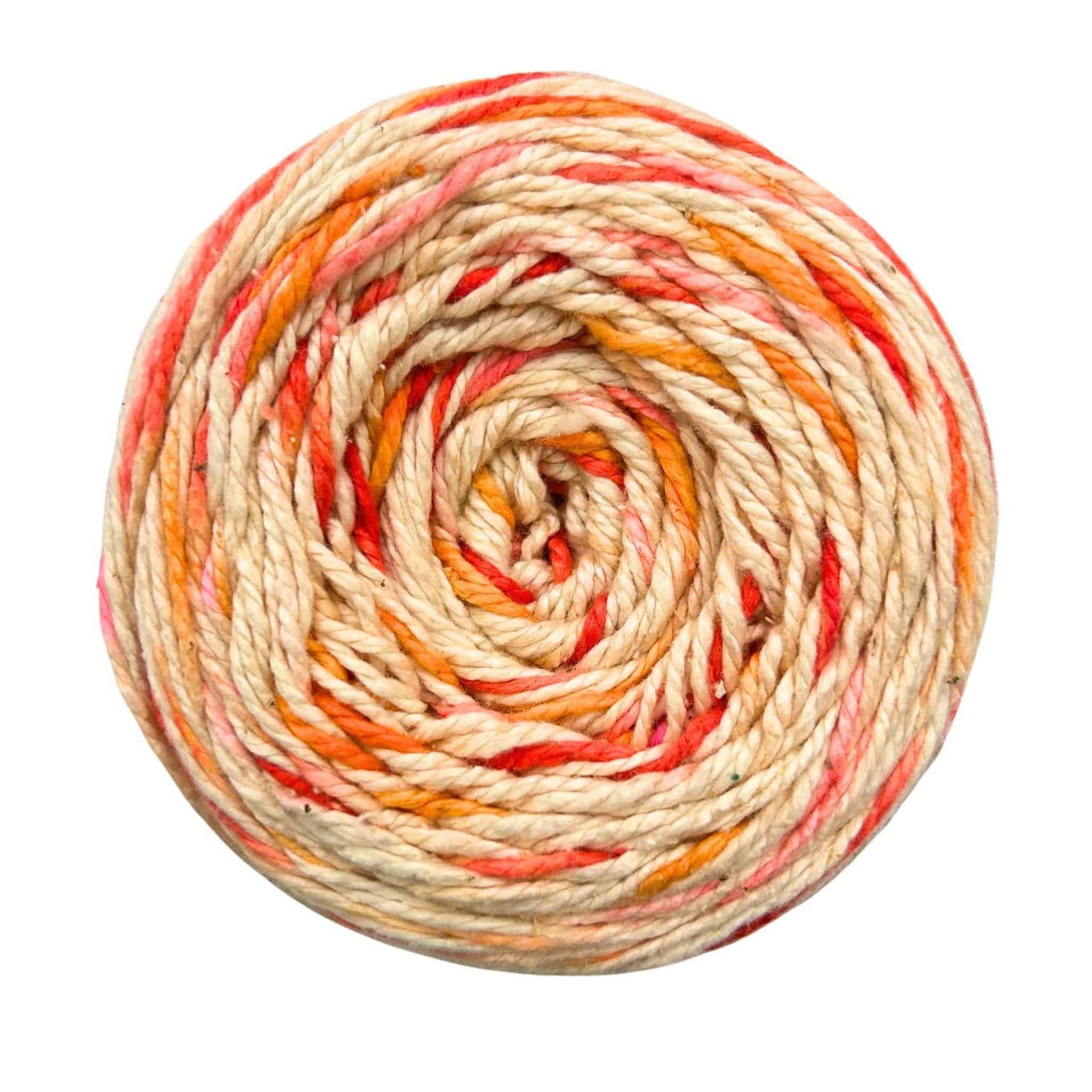 Sport Weight Recycled Silk Yarn in Pink Orange and Cream