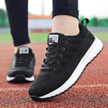 Women's Breathable Knit Mesh Walking Sneakers - Lightweight Flat