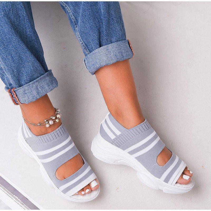 Women's Comfortable Elastic Slip-On Platform Sandals Peep Toe Shoes