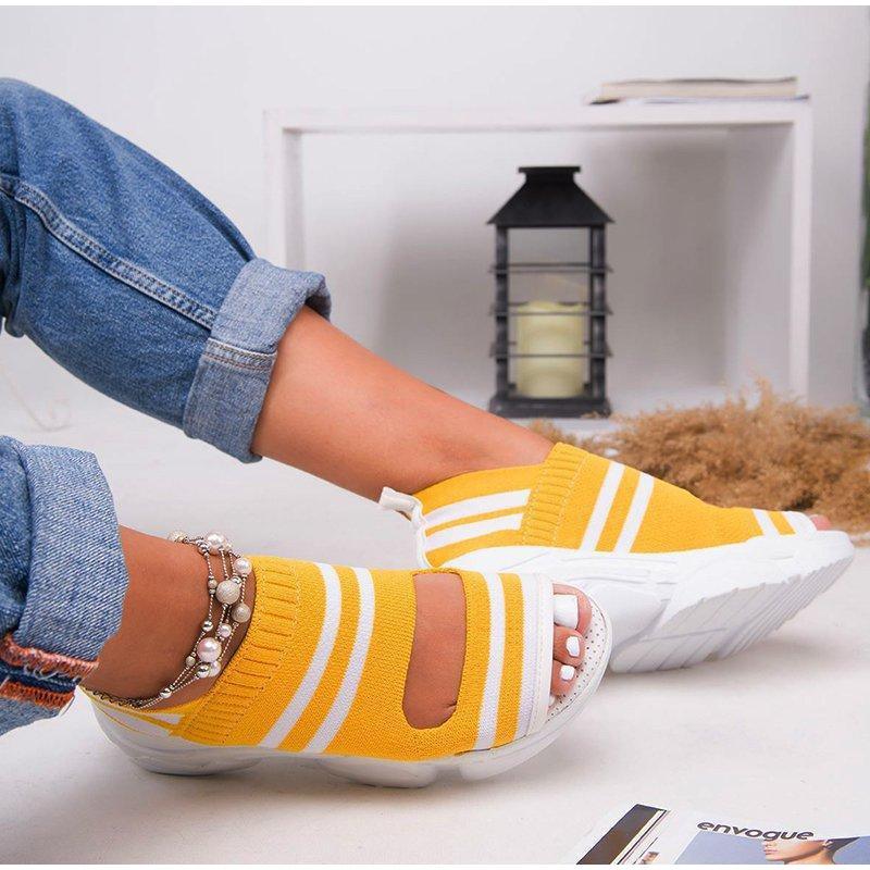 Women's Comfortable Elastic Slip-On Platform Sandals Peep Toe Shoes