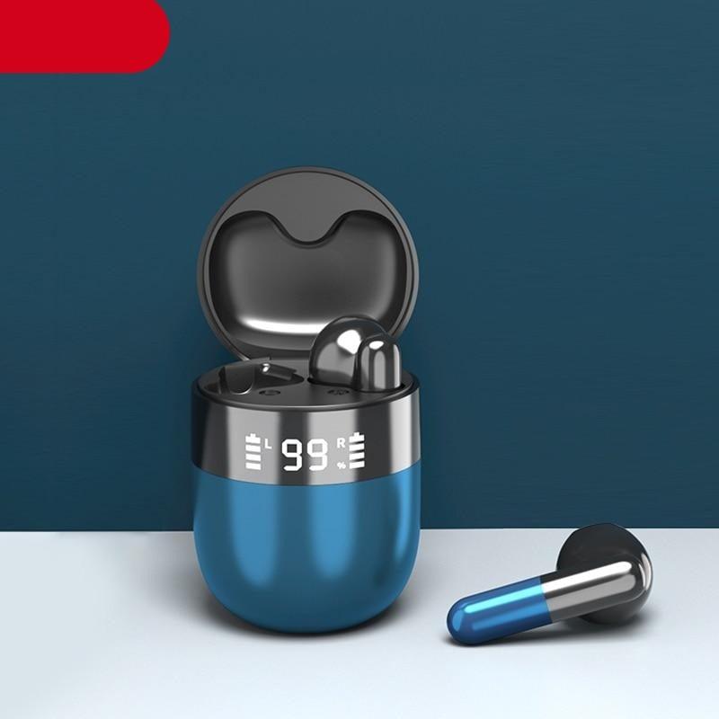 Stevvex sweatproof wireless sports earbuds with charging case and smart LED display