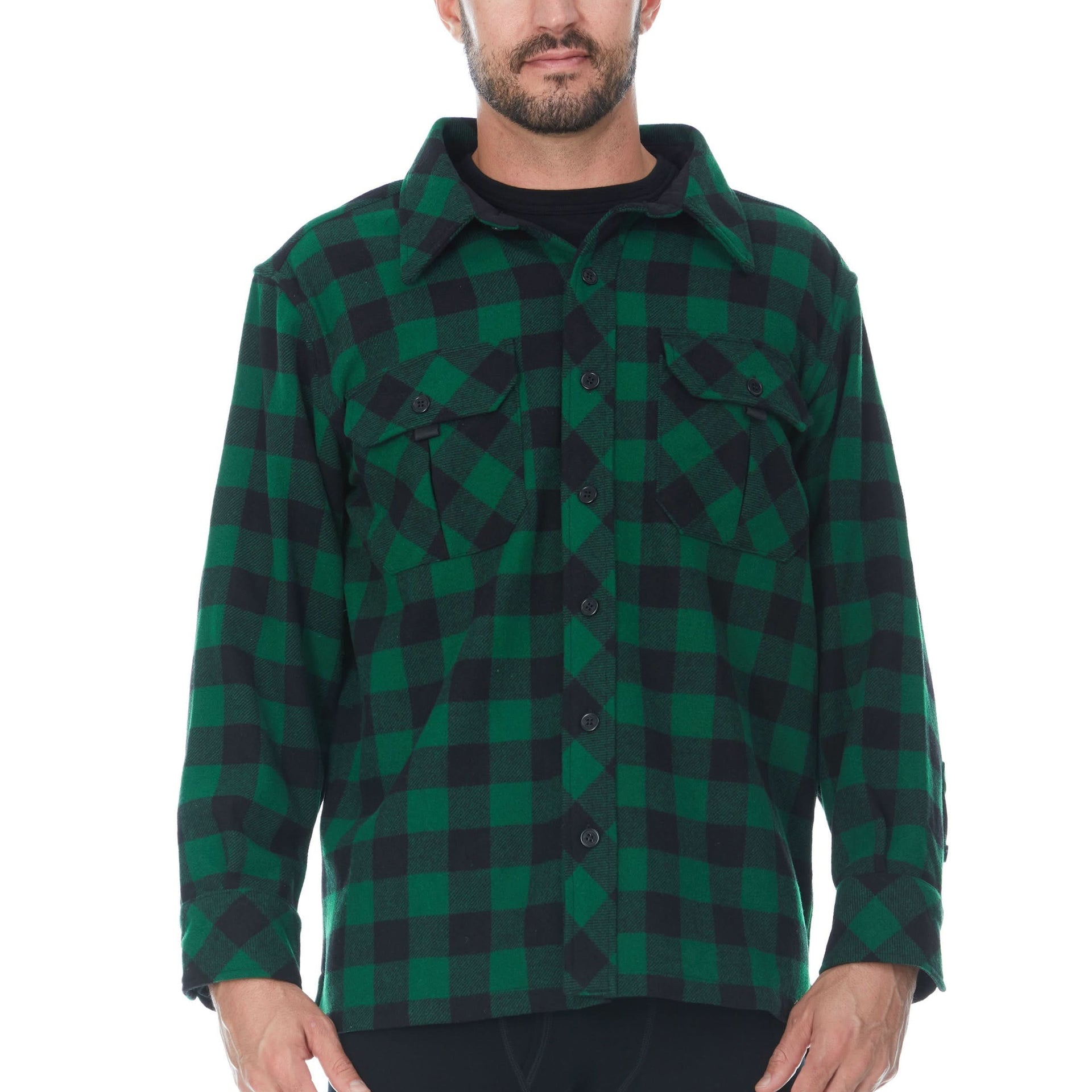 Minus33 heavyweight wool guide shirt jacket in a durable, thick knit fabric for outdoor activities.