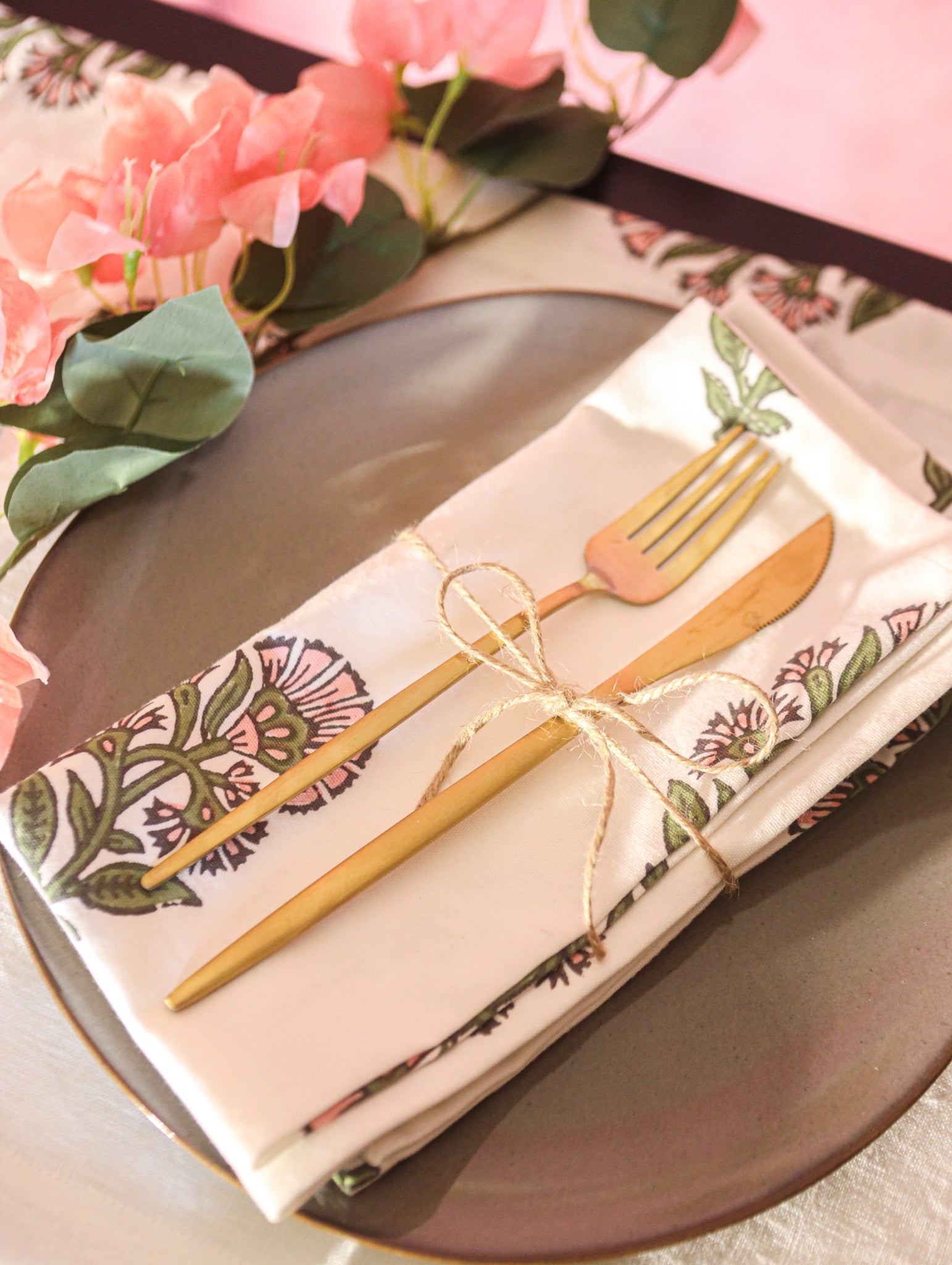 Begum Floral Cotton Table Napkins - Set of 2, Bohemian Dining