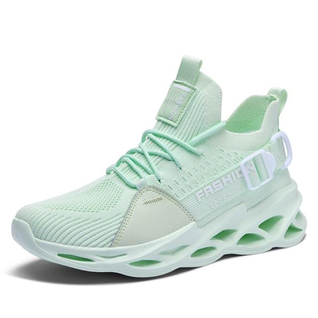 Men's White Blade Sole Running & Casual Gym Sneakers
