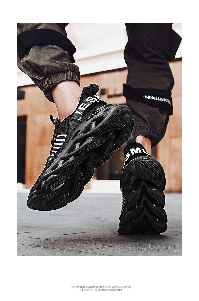 Men's White Blade Sole Running & Casual Gym Sneakers