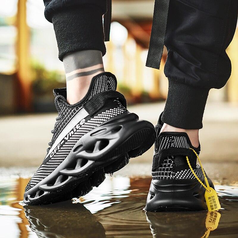 Men's White Blade Sole Running & Casual Gym Sneakers
