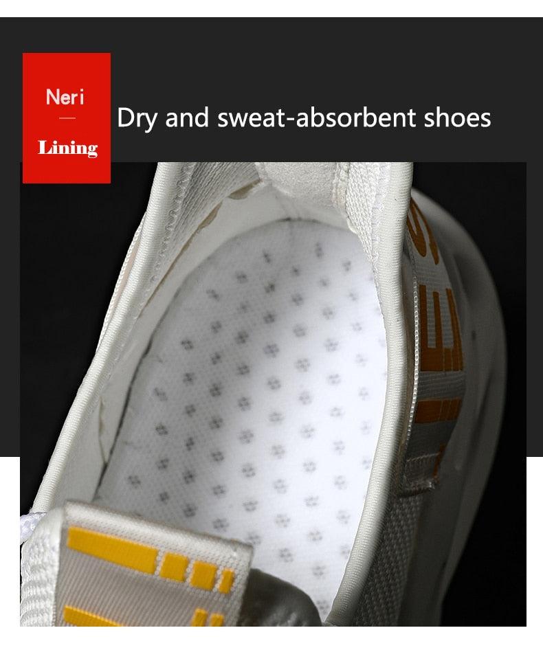 Men's White Blade Sole Running & Casual Gym Sneakers